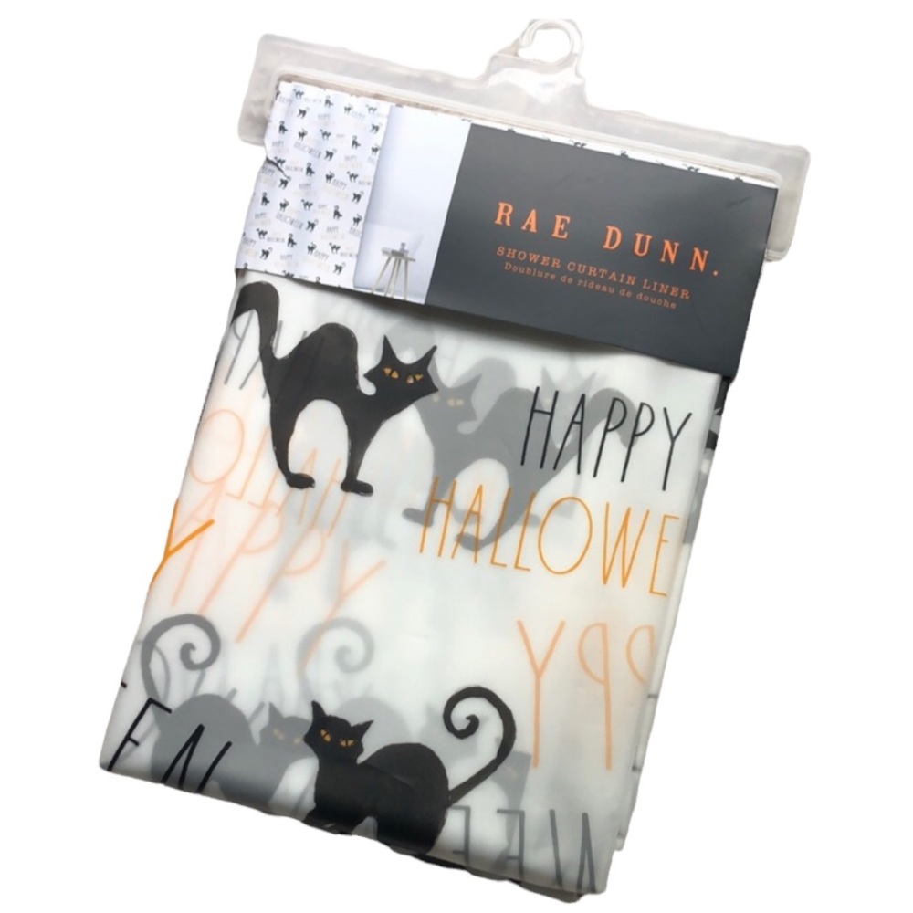 Rae Dunn HAPPY HALLOWEEN Shower Curtain Liner